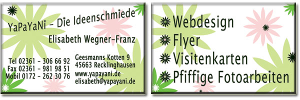 Visitenkarten der Firma YaPaYaNi.de